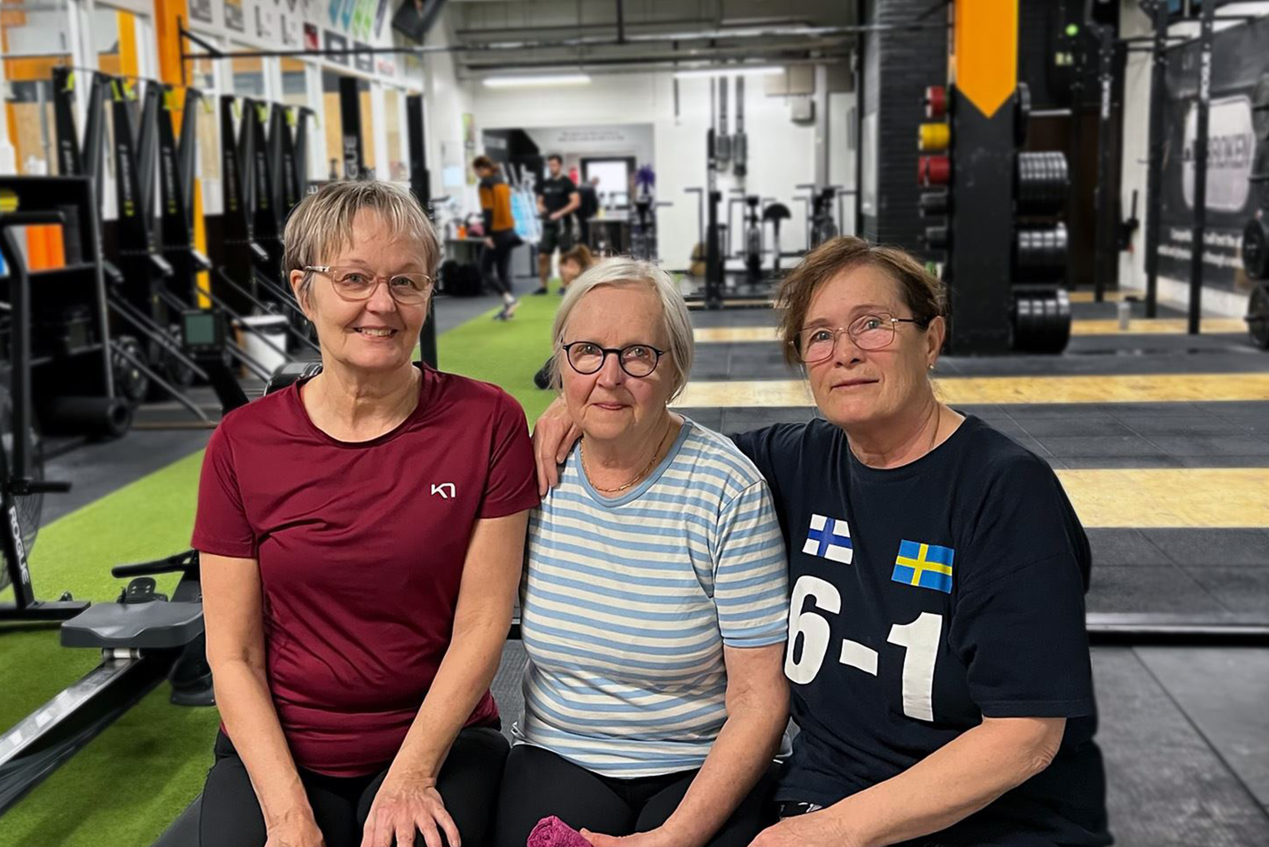 Three women at gym.