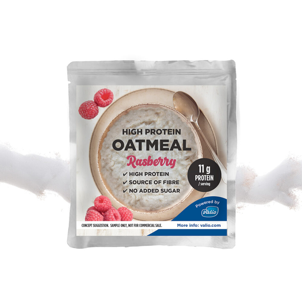 High-protein oatmeal sample bag.