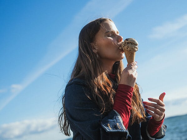 Person eating ice cream.