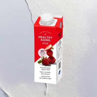 Healthy aging high protein strawberry drink
