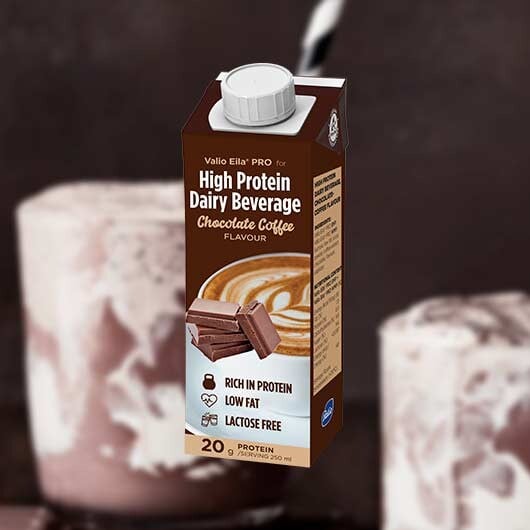 High protein dairy beverage chocolate coffee
