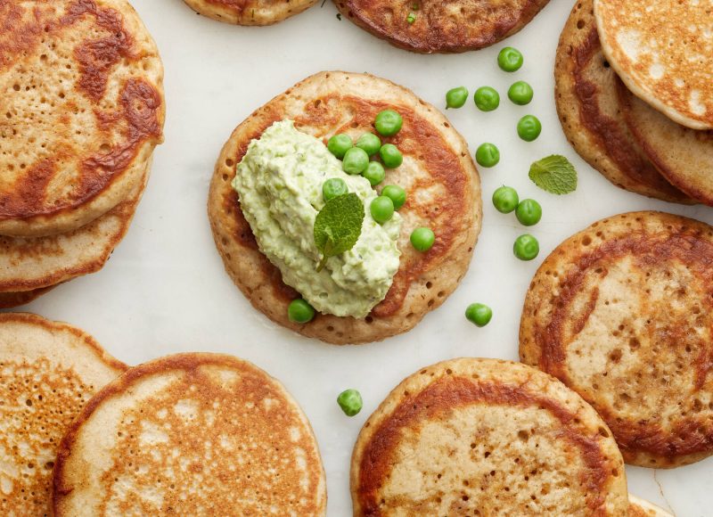 Blinien suolaiset lisäkkeet, herne-minttu-creme