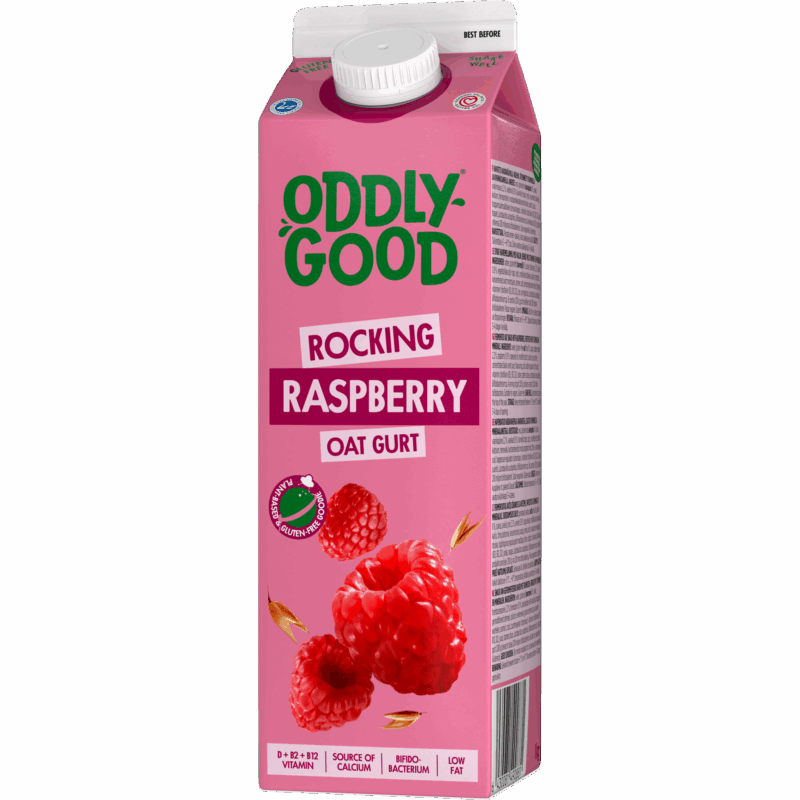 Oddlygood® kaurapohjainen gurtti 1 kg vadelma gluteeniton