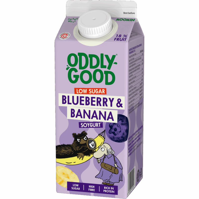 Oddlygood® vähäsokerinen Soygurt 750 g mustikka & banaani