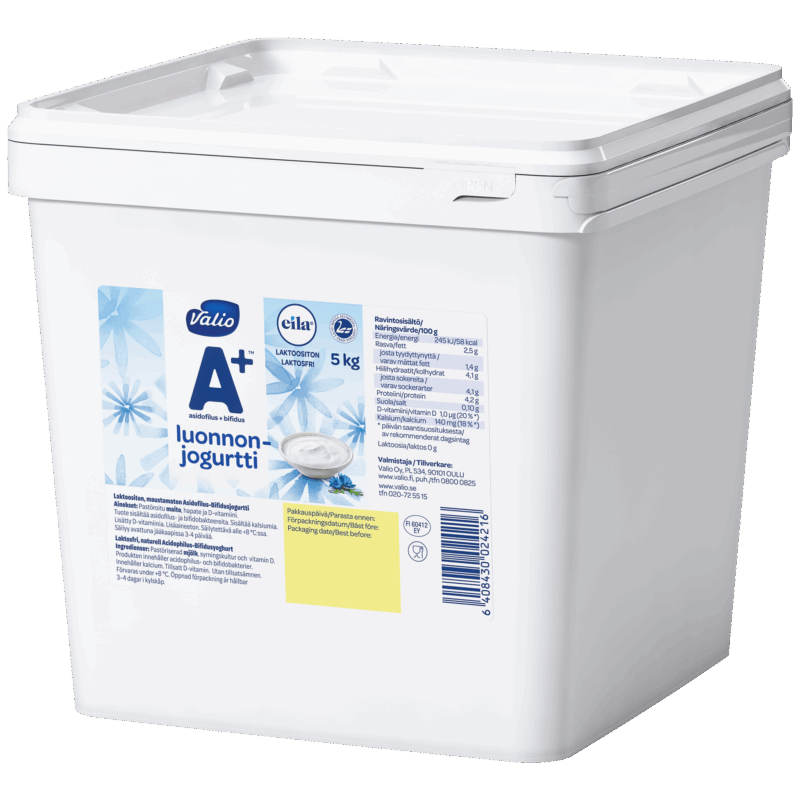 Valio A+™ luonnonjogurtti maustamaton laktoositon 5 kg