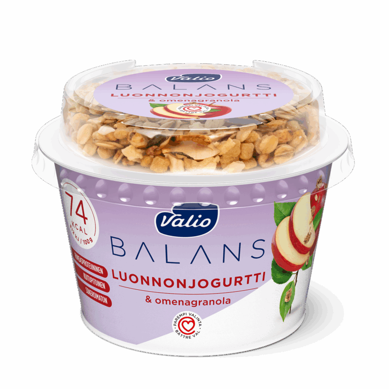 Valio Balans luonnonjogurtti maustamaton ja omenagranola laktoositon 200 g