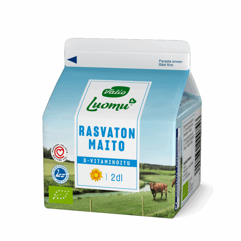 Valio Luomu™ D-vitaminoitu rasvaton maito 2 dl