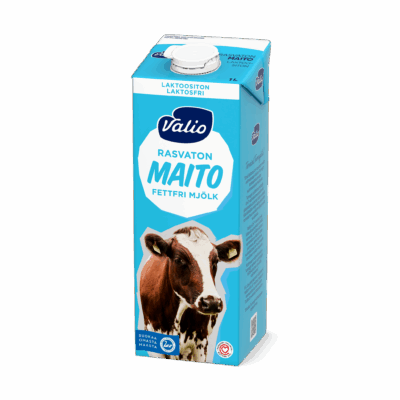 Valio rasvaton maito 1 l laktoositon UHT