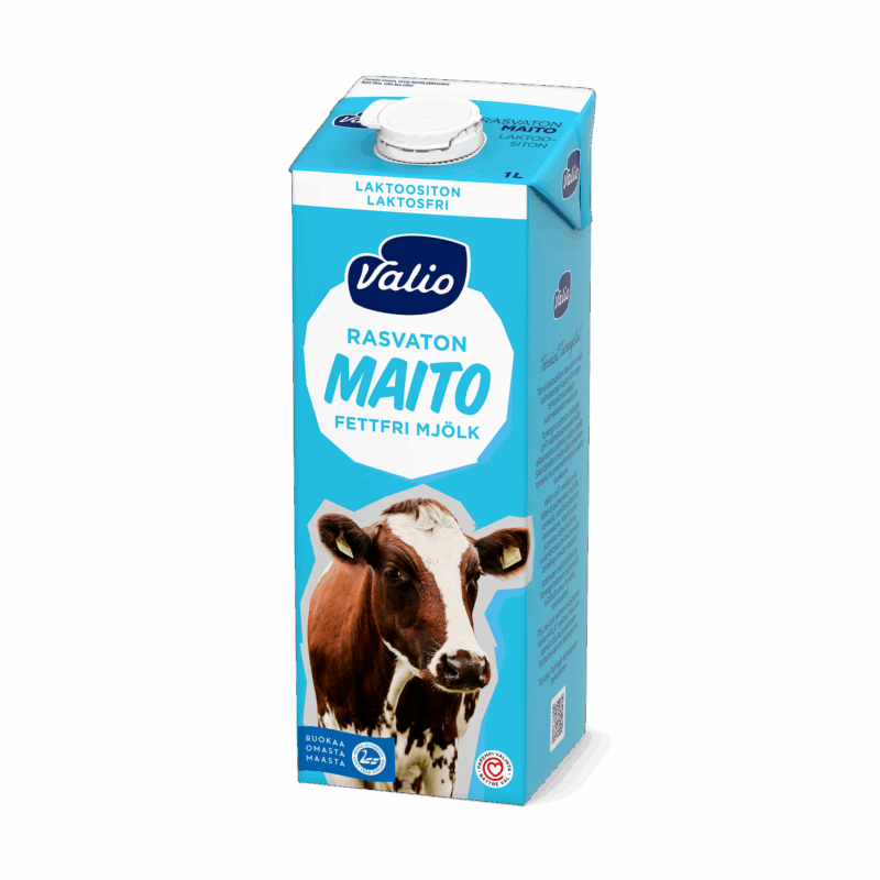 Valio rasvaton maito 1 l laktoositon UHT