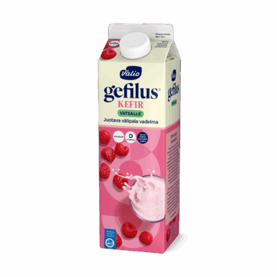 Valio Gefilus® Kefir juotava välipala vadelma laktoositon 1 kg