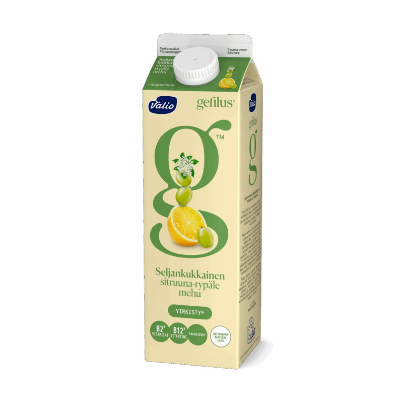 Valio Gefilus® sitruuna-rypälemehu 1 l seljankukkainen+magnesium