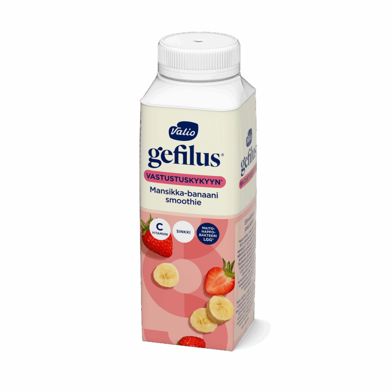 Valio Gefilus® Smoothie jogurttijuoma mansikka-banaani laktoositon 2,5 dl
