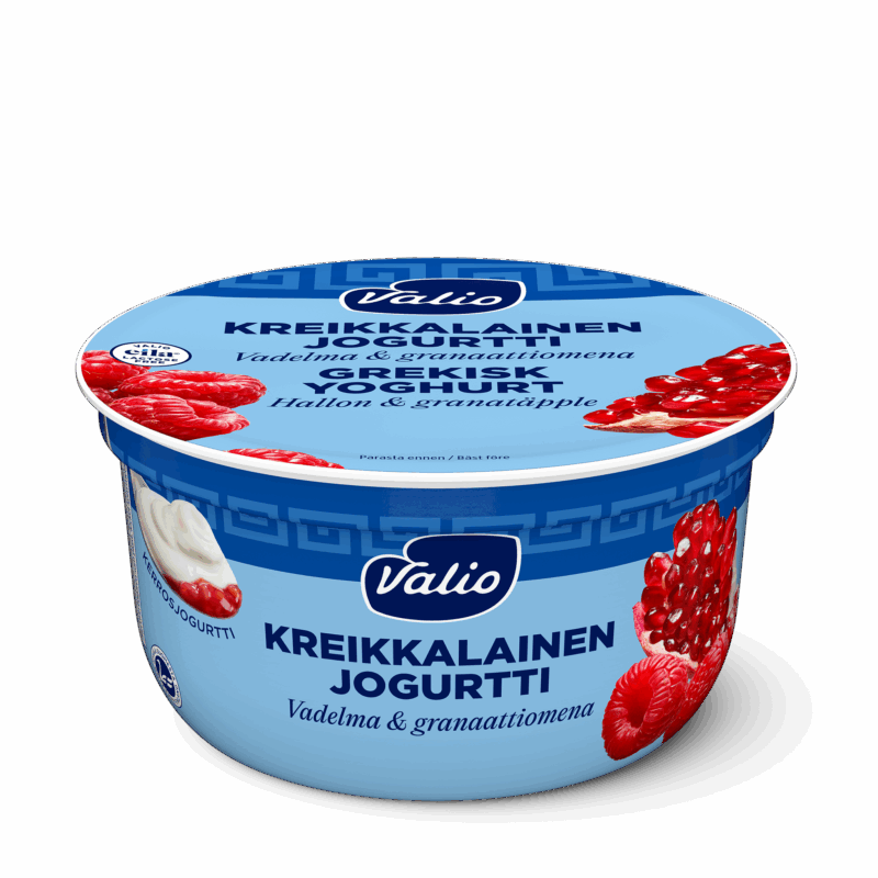 Valio kreikkalainen jogurtti vadelma-granaattiomena laktoositon 150 g