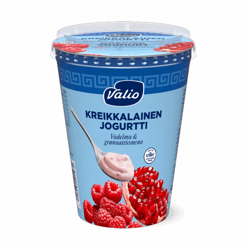 Valio kreikkalainen jogurtti vadelma-granaattiomena laktoositon 400 g