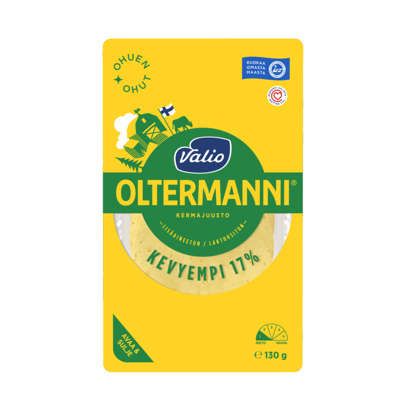 Valio Oltermanni® Kevyempi 17 % ohuen ohut kermajuustoviipale  e130 g
