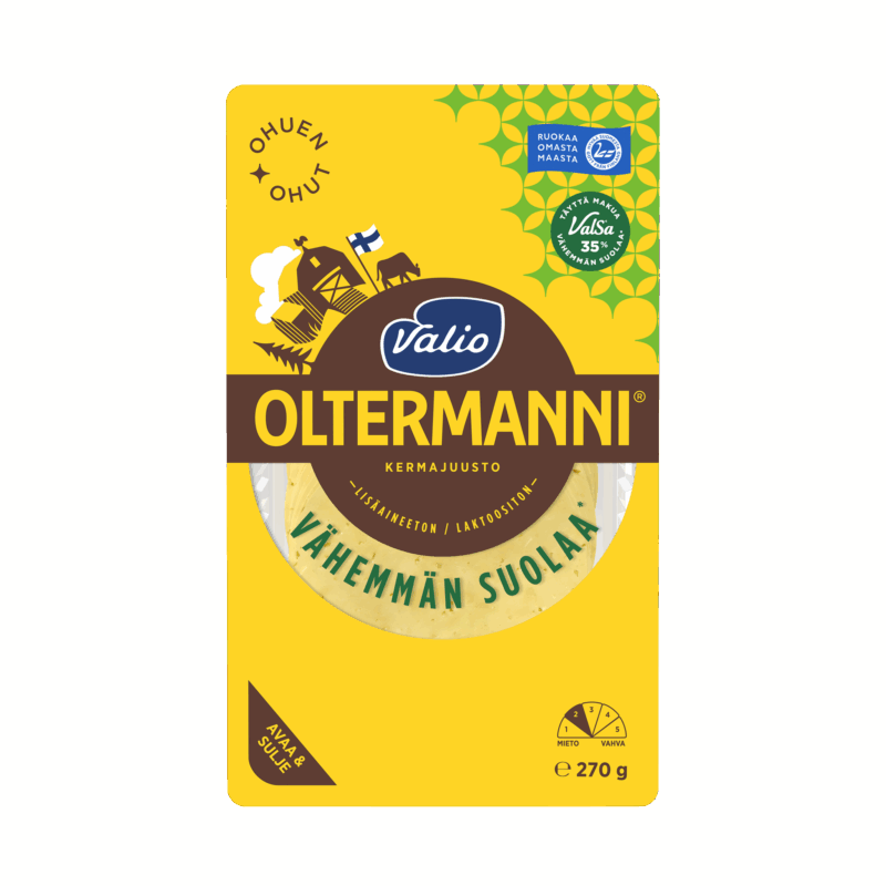 Valio Oltermanni® Vähemmän suolaa ValSa® ohuen ohut kermajuustoviipale  e270 g