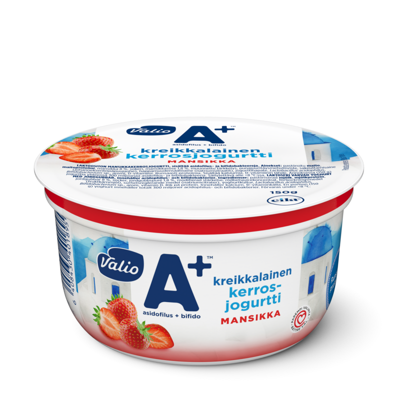 Valio A+™ kreikkalainen kerrosjogurtti mansikka laktoositon 150 g