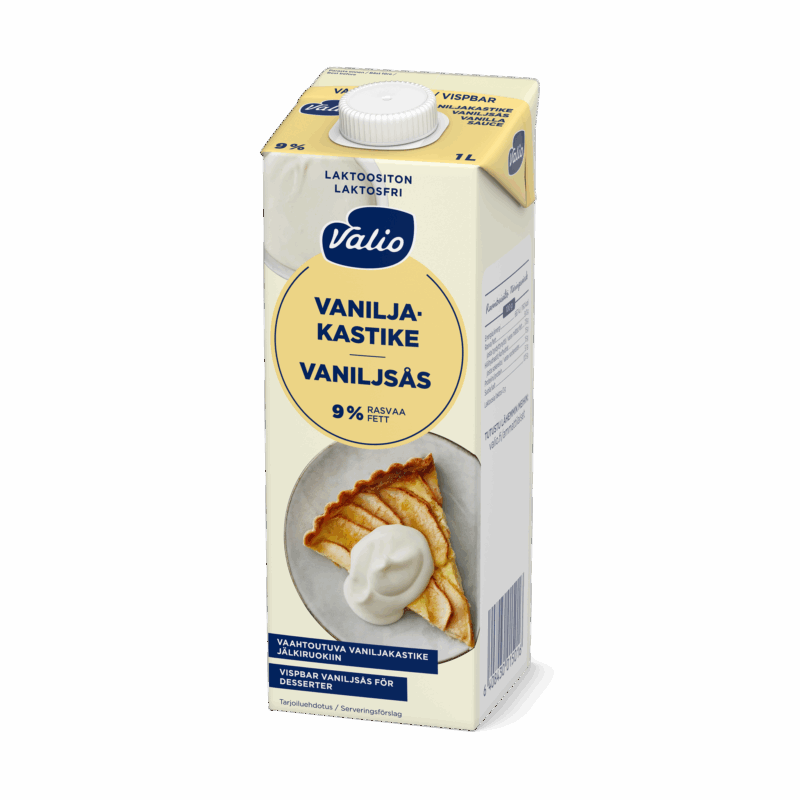 Valio vaahtoutuva vaniljakastike 9 % UHT laktoositon 1 l