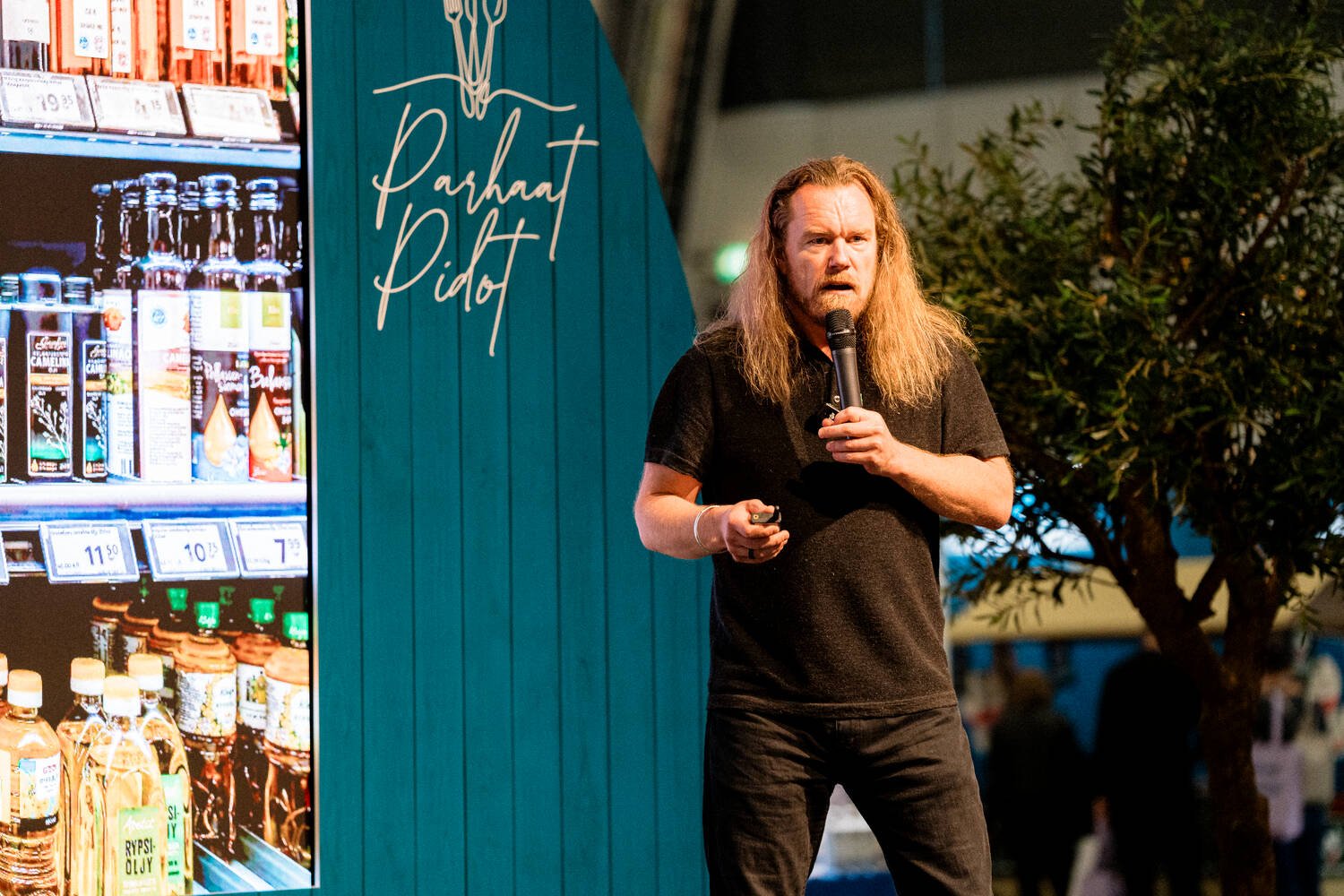 Amtti Merilehto pitämässä luentoa lavalla