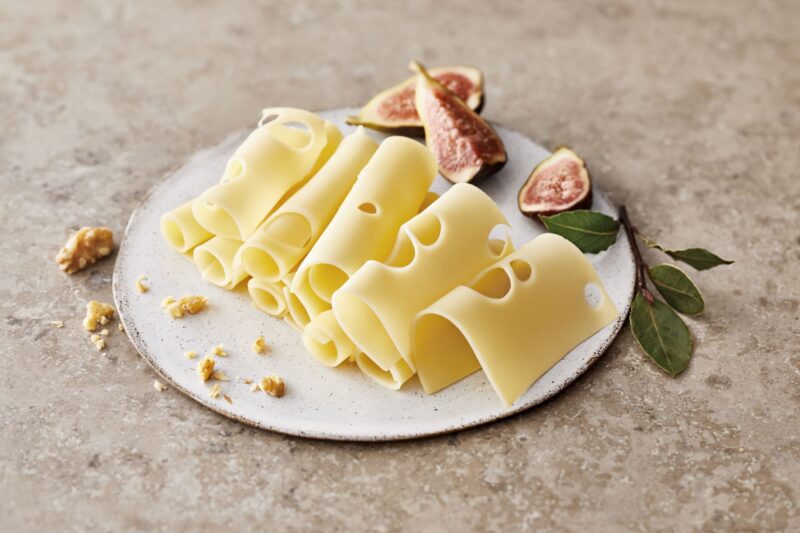 Swiss slices on a plate
