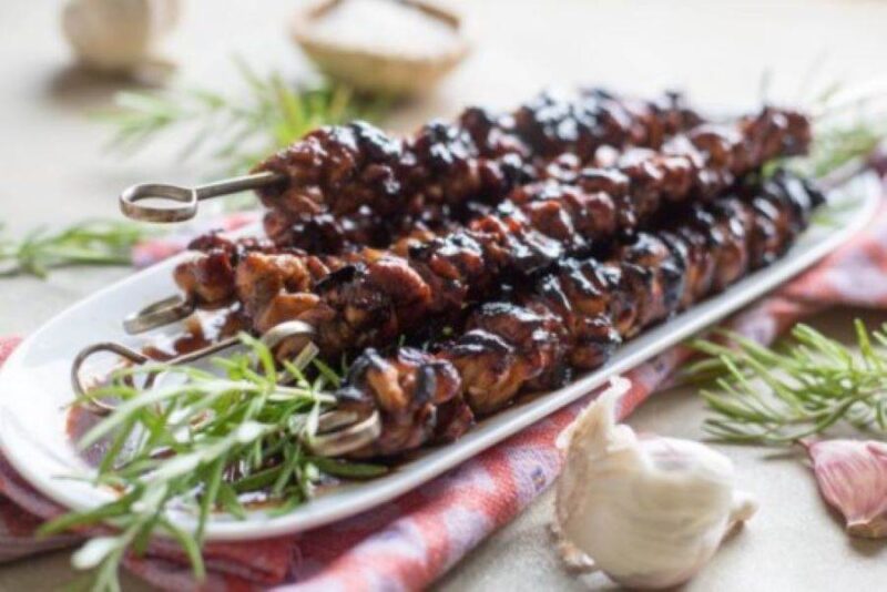 Grilled Chicken Skewers with Honey Balsamic Butter