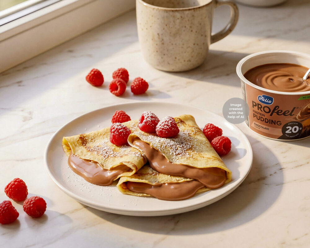 Chocolate Raspberry Protein Crepes
