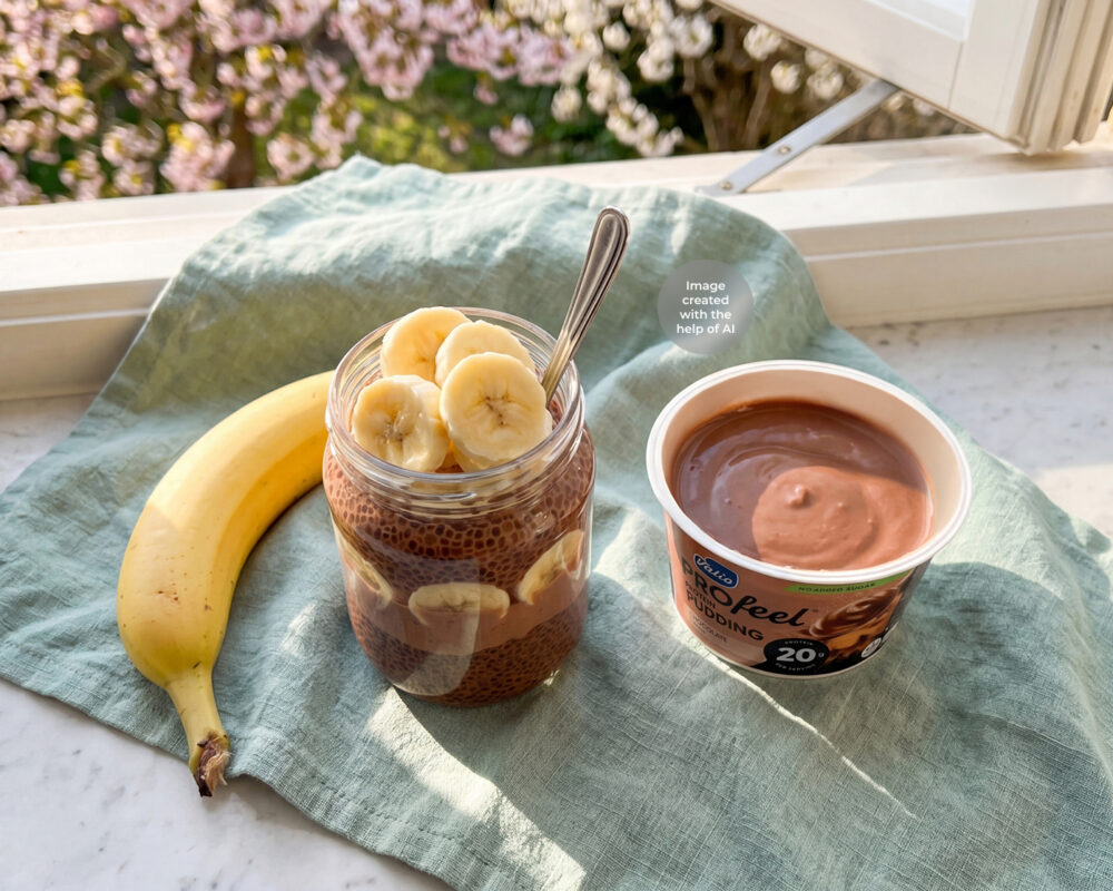 Chocolate Banana Protein Chia Pudding