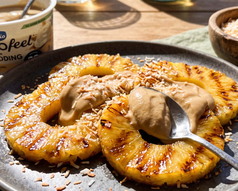 Grilled Pineapple with Caramel Pudding