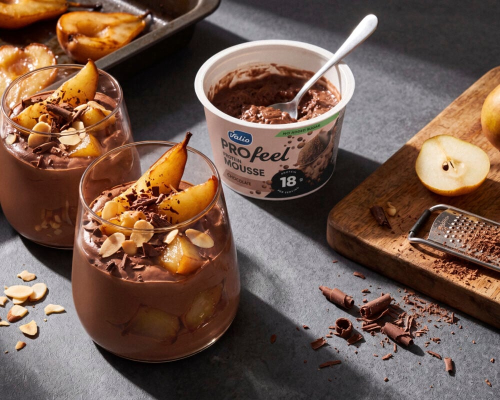 Roasted Pear & Chocolate Mousse Pots