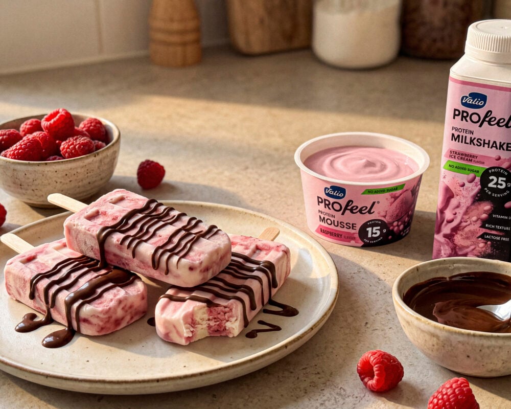 Raspberry Ripple Protein Popsicles