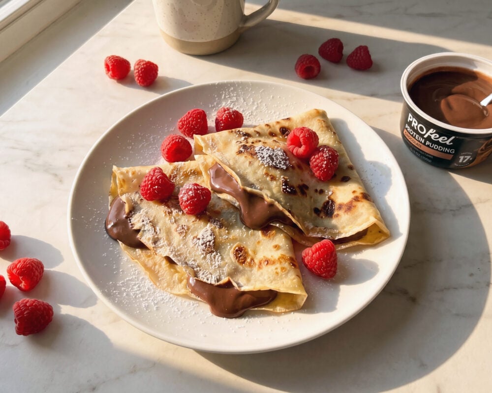 Chocolate Raspberry Protein Crepes