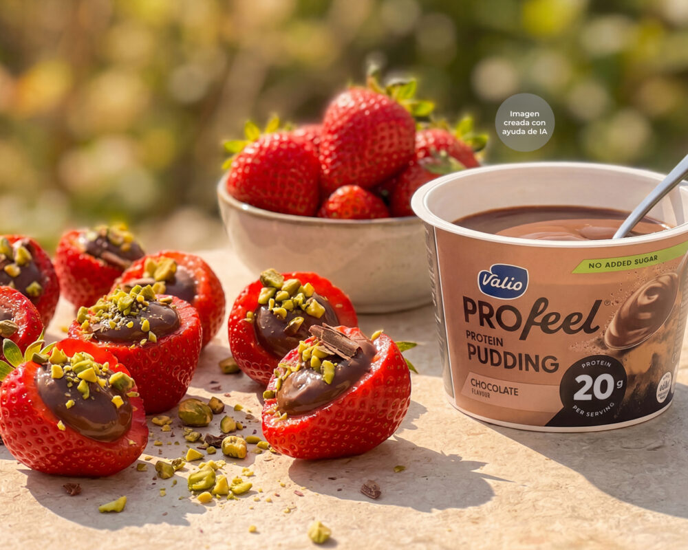 Fresas rellenas con natillas de chocolate