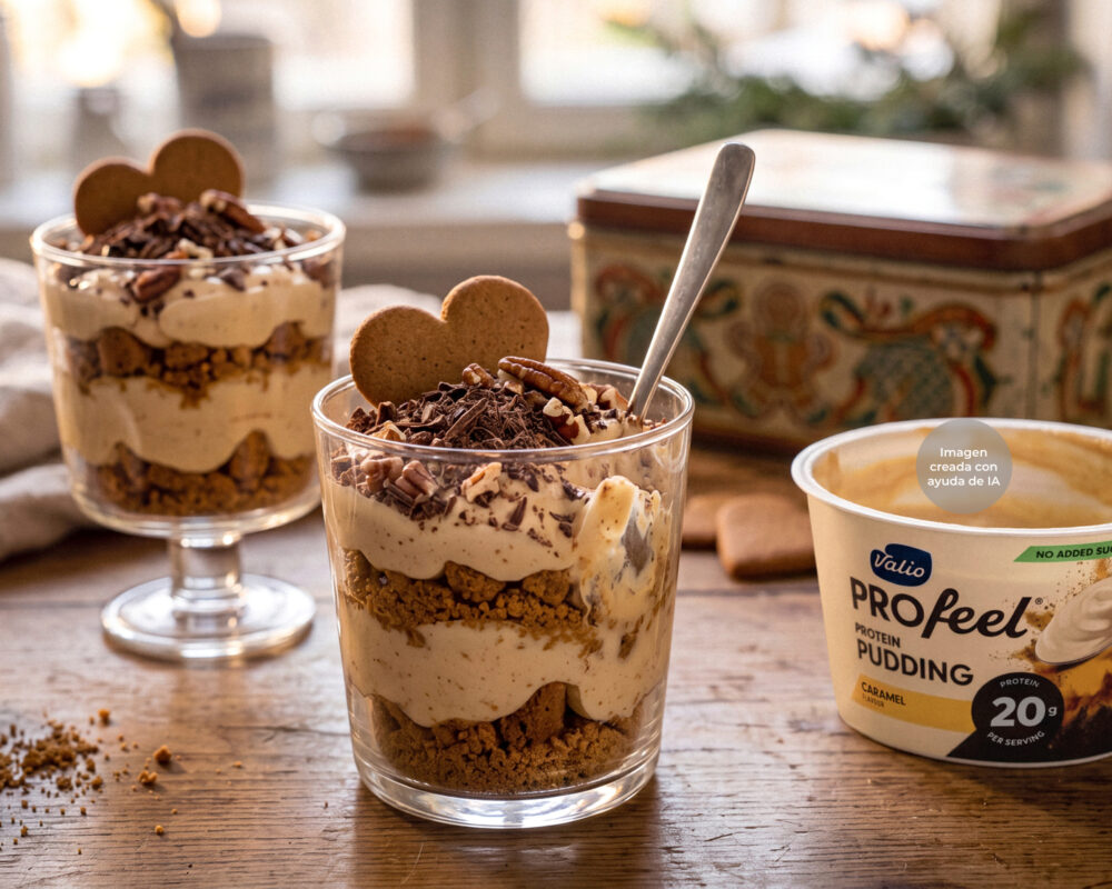 Parfait de galleta de jengibre y caramelo