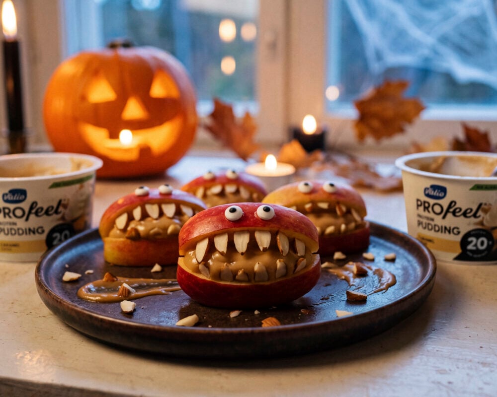 Halloweenowe potworne szczęki z jabłek