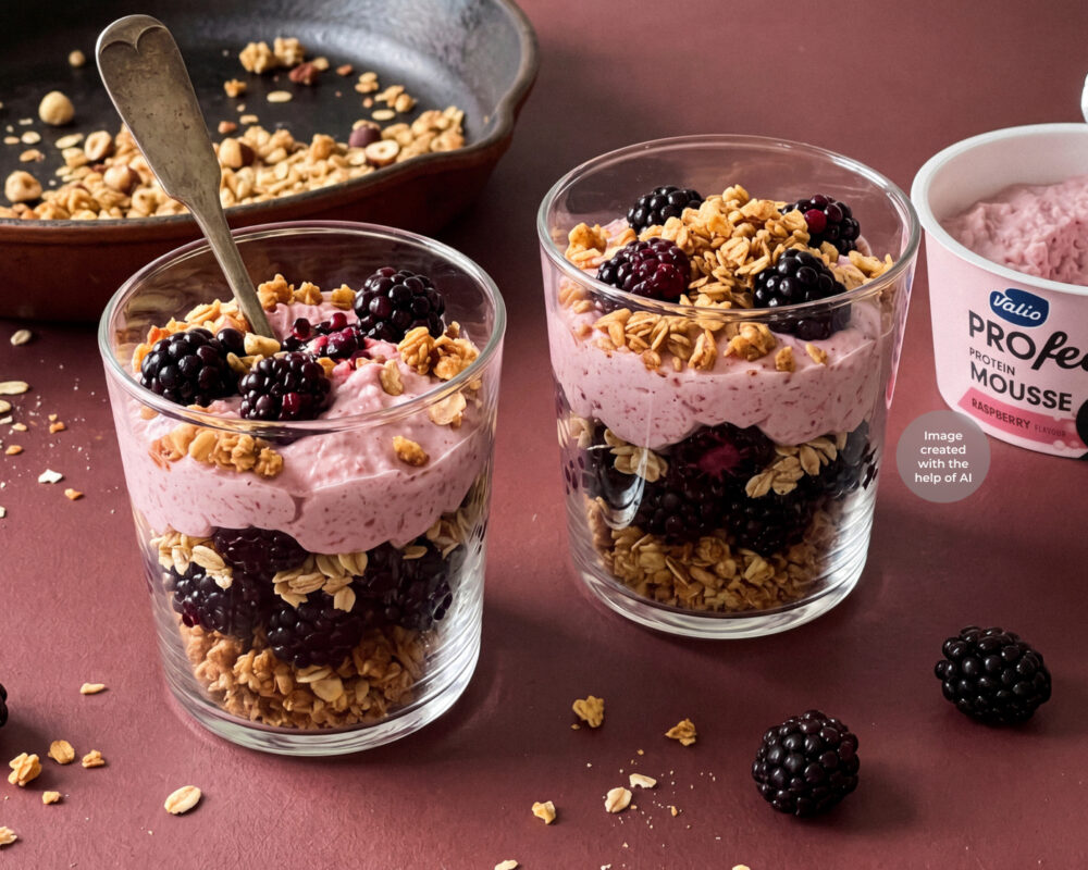 Blackberry Crumble & Raspberry Mousse Pots