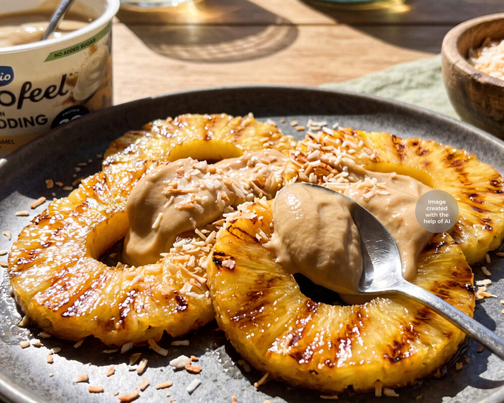 Grilled Pineapple with Caramel Pudding