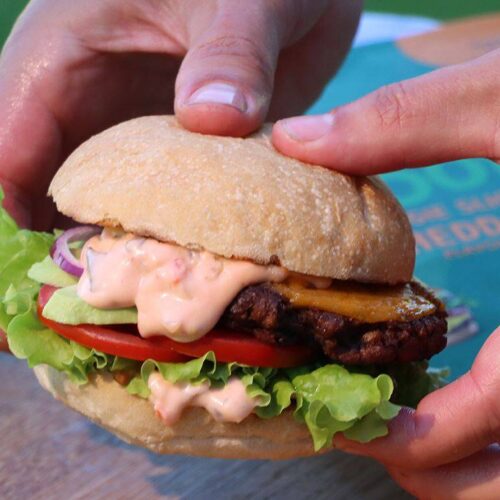 Smashed vegetarisk burgare