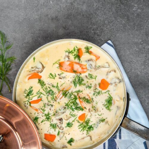 Köttgryta med dill – eller pepparrotssås