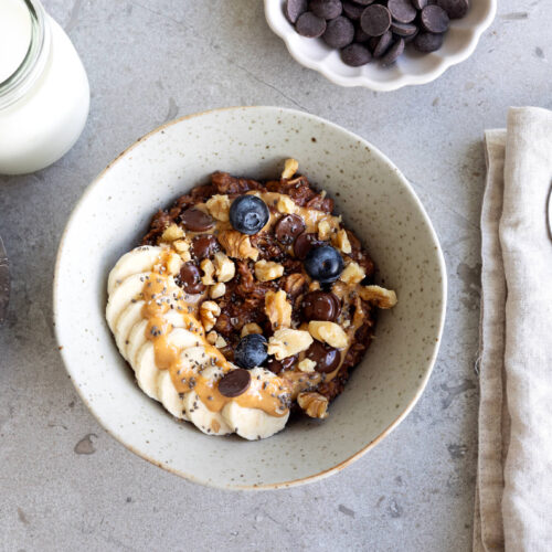 Chokladgröt med mandelsmör