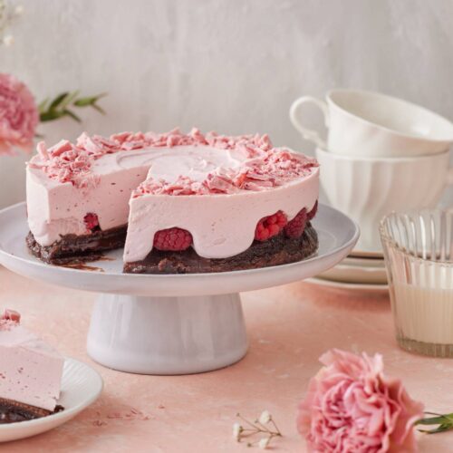 Cheesecake med hallon och kladdkaka