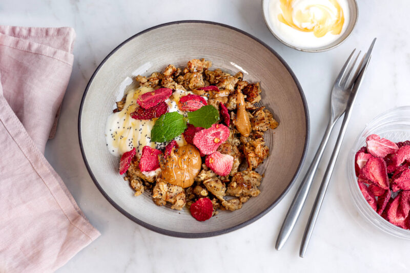 Scrambled oats med jordgubbar