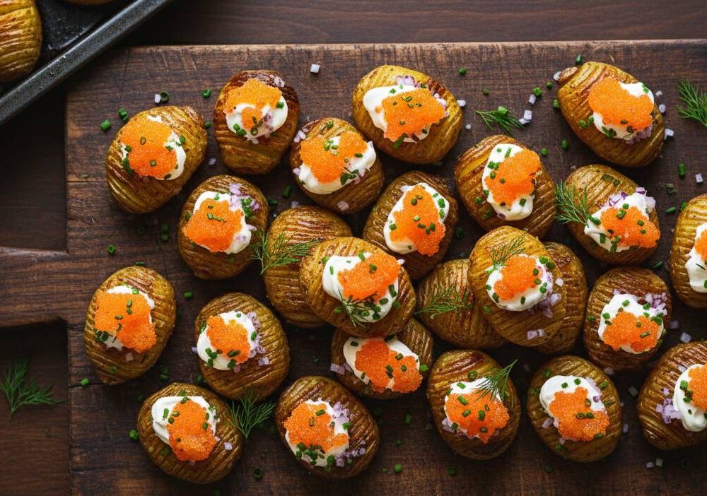 Hasselbackspotatis med löjrom