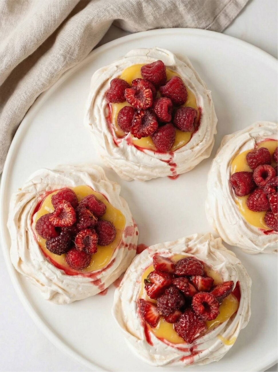 Pavlova med lemon curd och hallon