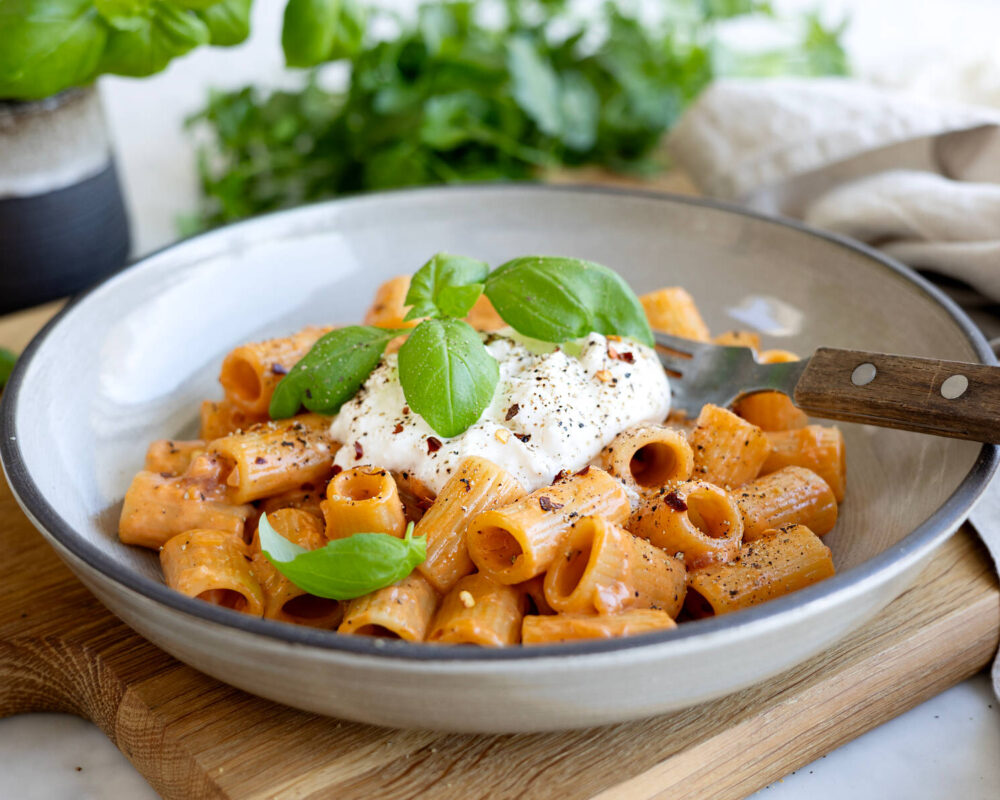 Vodkapasta med tre ostar