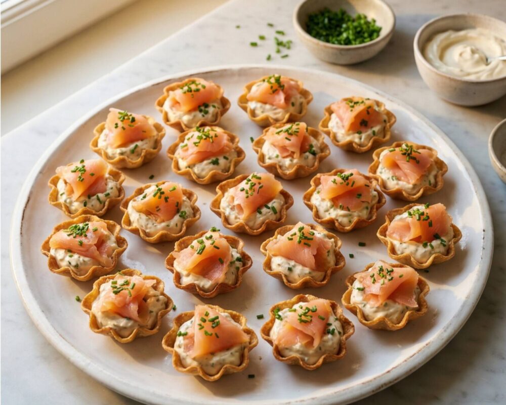 Krustader med crème fraiche och lax