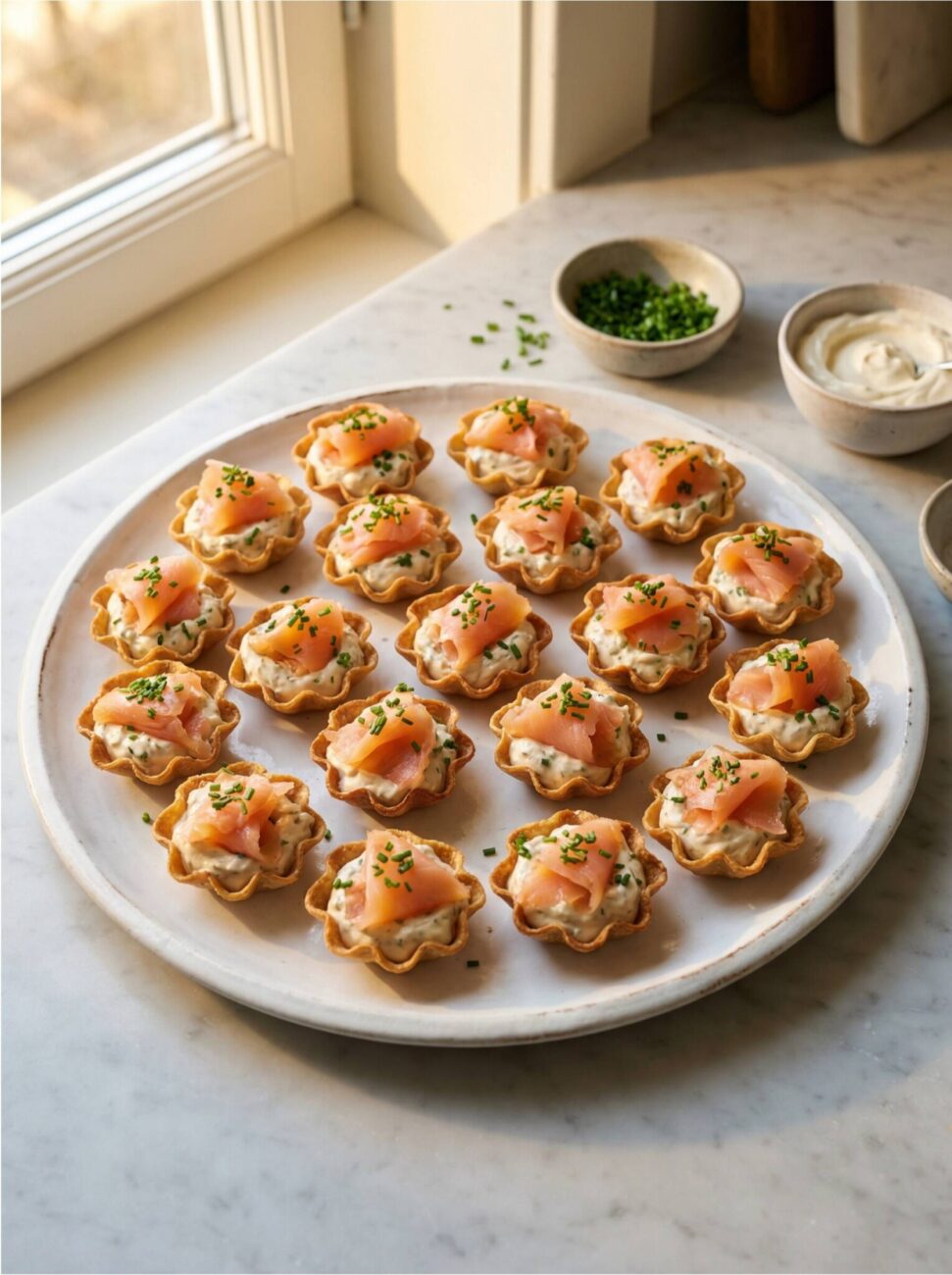 Krustader med crème fraiche och lax