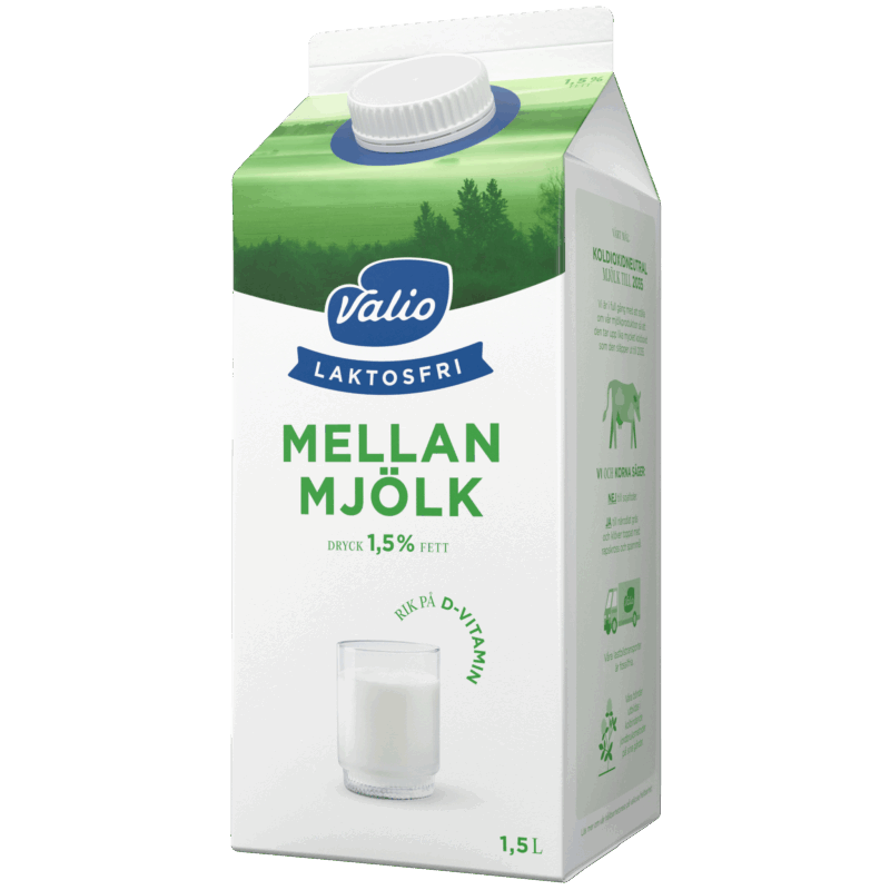 Valio Laktosfri mellanmjölkdryck 1,5% 1,5 L