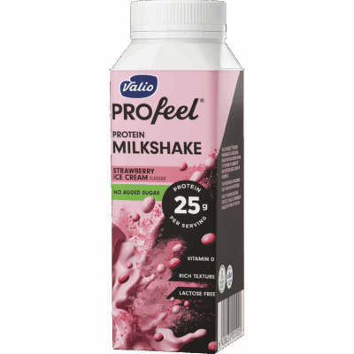 Valio PROfeel® protein milkshake 250 ml jordgubbsglass