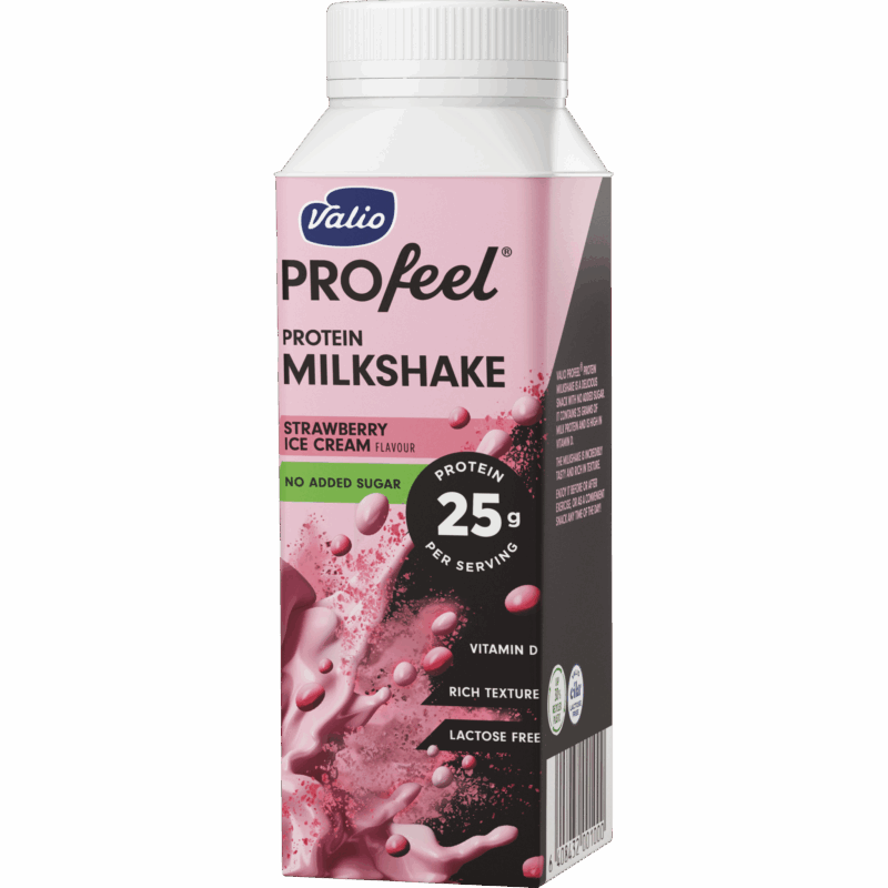 Valio PROfeel® protein milkshake 250 ml jordgubbsglass
