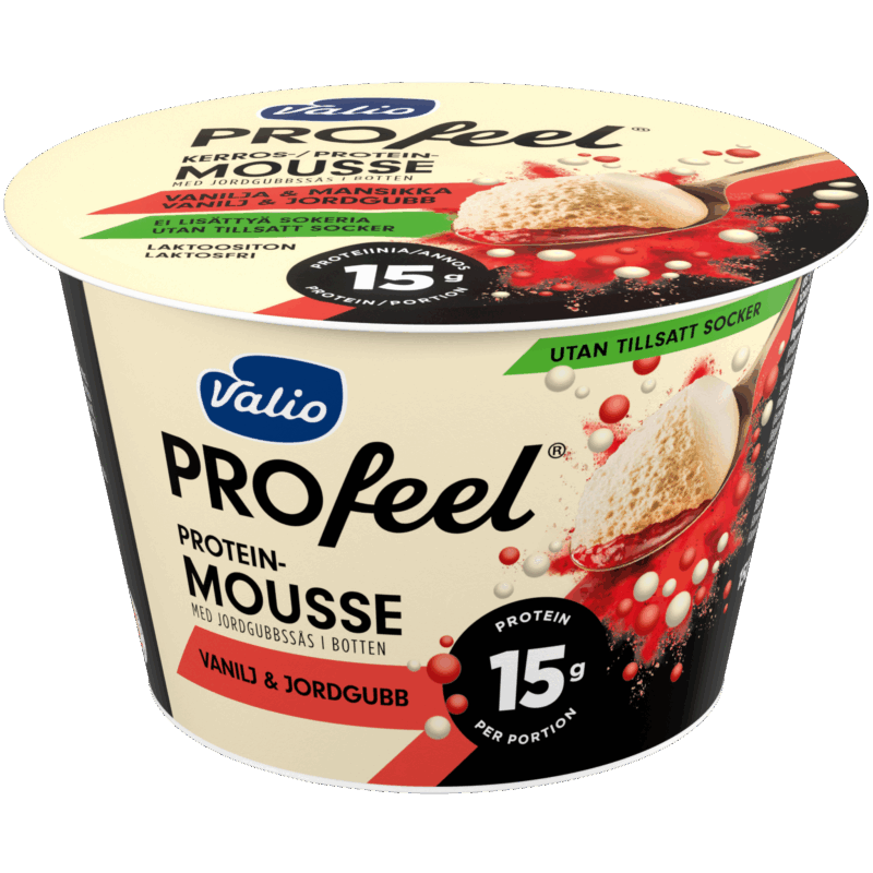 Valio PROfeel® proteinmousse 150 g vanilj & jordgubb laktosfri